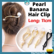 AIDA Premium Elegant Pearl-Embellished Banana Hair Clip Non-Slip Hair Accessory Klip Rambut Hiasan M