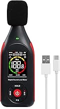 Decibel Meter, Sound Level Meter 30-130dB Range with USB Data Storage, 3-Color Alarm, A/C Frequency 