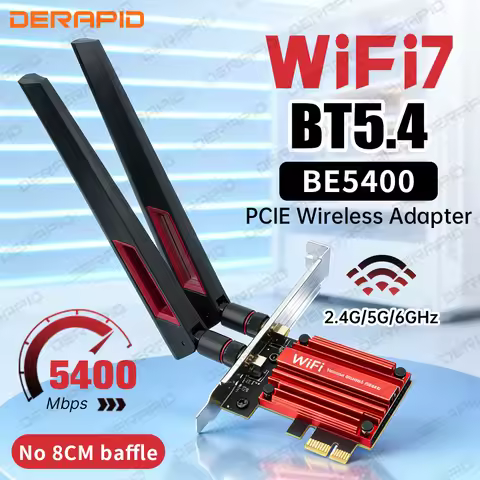 WiFi 7 BE5400 PCIe Network Card MT7925 Chip Bluetooth 5.4 2.4G/5G/6GHz for Windows 11/10 Gaming Stre