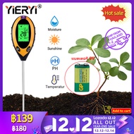 Yieryi 4 IN 1ดิจิตอลเครื่องวัดความชื้นของดินอุณหภูมิเครื่องวัดค่าPHแสงแดดทดสอบเครื่องมือทำสวน