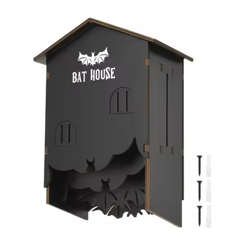 Artistic Carved Bat Box Weatherproof Garden Ornament Supports Local Biodiversity