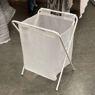 JALL 50 Litre Laundry Bag with Stand White Foldable Cloth & Laundry Bathroom Basket Beg Bakul Dobi