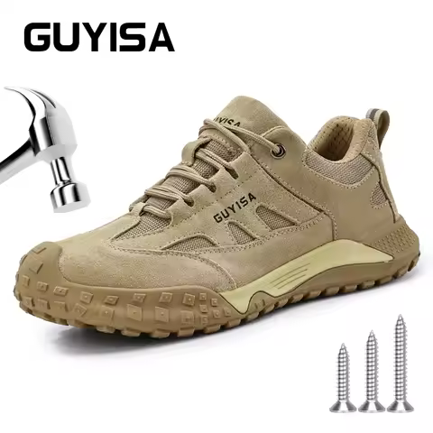 GUYISA Safety Shoes Men For Work Steel Toe Puncture Protection Comfortable Soft Casual Style Wearpro