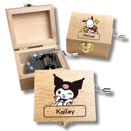 Personalized Cartoon Kuromi Pochacco Printed Hand-Crank Music Box with Name Fashion Ballet Song Musi