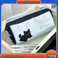 Black Cat Pencil Case Aesthetic Large Capacity Blue Pensel Box Big Kotak Pensel Korean Style 笔盒 鉛筆盒 