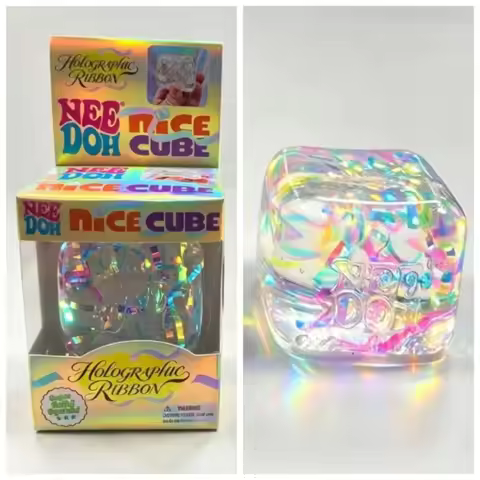 Needoh Holographic Ribbon Squeeze Sensory Colorful Knead Stretch Anxiety Relief ADHD Fidget Leisure 