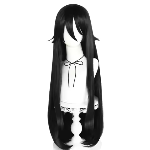 Ryoba Aishi Cosplay Synthetic Super Long Straight Black Ryoba Aishi Cosplay wig for Halloween Carniv