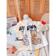 Cotton Dress for Girls with Bear Pattern, made in Korea, brand Iksan.Bebe