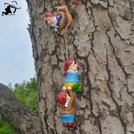 LISHU Resin Climbing Gnome Sculpture White Beard Dwarf Art Statue Elf Ornaments Tree Pendant Statue 
