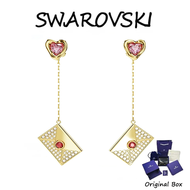 ♈Swarovski♈ D325216 Love letter earrings with pink crystal gold plated(แจกกล่องของขวัญบรรจุภัณฑ์ของแ
