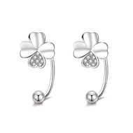 Earrings Female Niche Earrings S999 Screws Summer Design Feel Sterling Silver Four-leaf Clover Femal