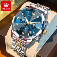 OLEVS Mens Watch Multifunctional Chronograph Quartz Watch Waterproof Luminous Moon Phase Watch Mens 