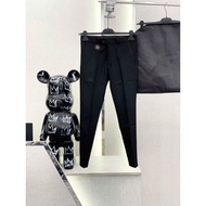 De Ga Men's Long Casual Trousers 714 Outer Logo + Plain Dark Black Back Pocket with Zipper, Beautifu