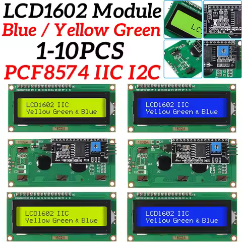 LCD1602 1602 LCD Module Blue / Yellow Green Screen 16x2 Character LCD Display PCF8574T PCF8574 IIC I