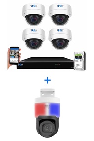 GW Security 4K PoE Security Camera System, 4pcs Face Recognition Person/Vehicle Detection IP Cameras