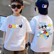 【220G 100%Cotton】NELLY Disney Mickey Mouse T-Shirt Kids Short Sleeve Fashion Boys Girls 3-13 Years