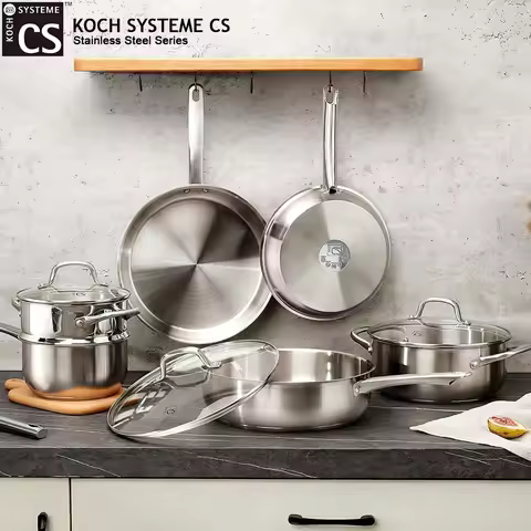 KOCH SYSTEME CS 10 Piece Pots and Pan Set Stainless Steel Kitchen Cookware Set Sauce pan Frying pan