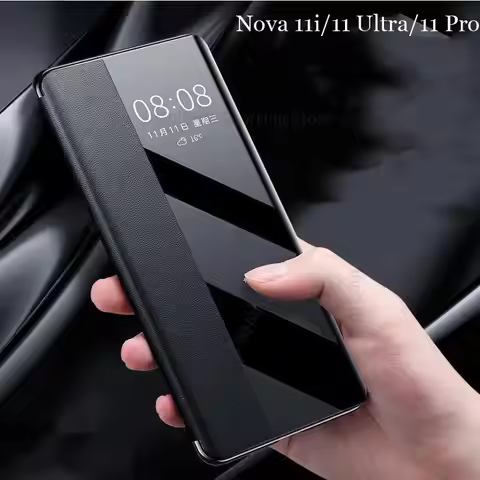 Funda For Huawei Nova 11i 11 Ultra Clear View Windows Flip Leather Phone Case For Nova 11 9SE 9 10 P