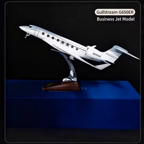 46cm Gulfstream G650ER Private Business Jet Model 1:68 Scale Aircraft Model Gift Box Set with Lighti