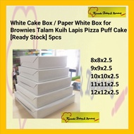 White Cake Box / Paper White Box for Brownies Talam Kuih Lapis Pizza Puff Cake [Ready Stock] 5pcs