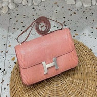 Hermes Constance elan 5P 櫻花粉 銀扣