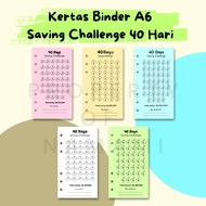 A6 Binder Paper 6 Holes Saving Challenge 40 Days