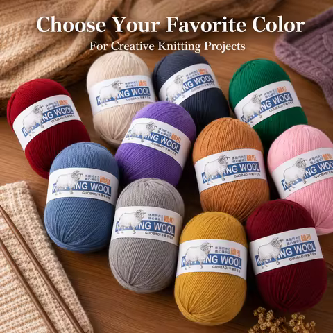 50g Pure Wool Yarn for Knitting Merino Lanas Thick Thread DIY Scarf Sweater Sock Crocheting Bag Shoe