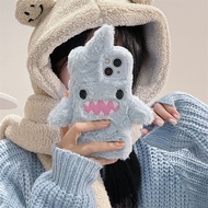 【00118lcvgii73.my】 可爱鲨鱼手机壳女/promax毛绒/pluss软壳xsmax保暖Phone Case 【0711ny1ZJuDee】