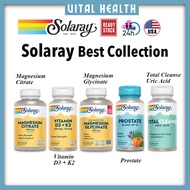 Solaray Magnesium Glycinate/Vitamin D3 + K2/Magnesium Citrate/ Prostate /Total Cleanse Uric Acid USA