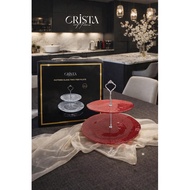 2-Tier ROUND MESH GLASS PLATE SET 28CM + 22.5CM CRISTA HOME - 60224