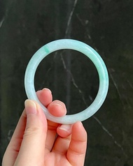 天然翡翠 緬甸 A玉 玉鐲 • 紫青飄花翡翠福鐲