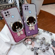 【 Shockproof 】Case For Realme C21Y C25y C21 phone case bear makeup mirror new bracelet phone case