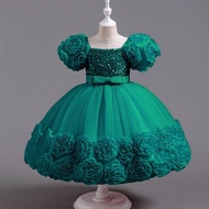 ชุดเจ้าหญิงมีสไตล์สําหรับเด็กผู้หญิงชุดระดับไฮเอนด์พร้อมเลื่อมและ Ruffles ชุดเด็กชุดเด็ก