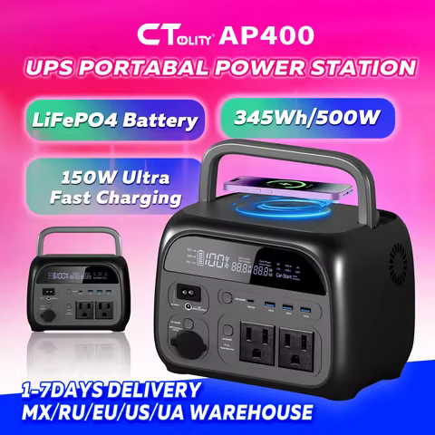 CTOLITY Factory AP400 Portable Power Station 500W 345wh Camping Solar Generator 108000mAh LiFePo4 Ba