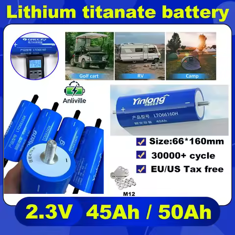 2.3V 45Ah 50Ah LTO Lithium titanate Battery, 30000 Cycles,10C Discharge,-50℃ to 65℃ for Car Starter 