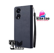 LEATHER CASE FLIP UNTUK OPPO RENO 8T 5G - FLIP  WALLET CASE KULIT OPPO RENO 8T 5G - CASING DOMPET-FLIP COVER LEATHER-SARUNG BUKU HP