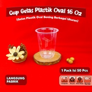 Gelas Plastik Oval Bening 12oz/14oz/16oz/18oz/22oz / Cup Oval Tebal Bahan PP / Gelas Oval Bening Per