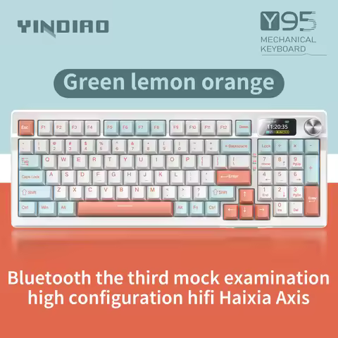 YINDIAO Y95-Key Multifunctional Knob Wireless Bluetooth Mechanical Keyboard RGB,Full Key Hot Swappab