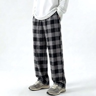 Grey Checkered Flannel Pants, Premium Cool Grey Plaid Tartan Pants