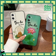 Oppo A77s case with calligraphy image of peace of mind, monk, lotus
