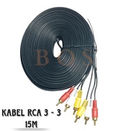 3 IN 3 RCA CABLE 15M 3 TO 3 RCA CABLE MALE TO MALE 15METER GOLD PLATED