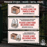 Please Leave Put Drop Parcels Deliveries Packages Food Here. Sticker Board Holes Sign Signage. Parce