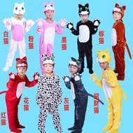 baju raya kucing jantan Anak kucing kostum haiwan kanak-kanak kostum tarian drama tadika anak kucing memancing kostum persembahan dewasa