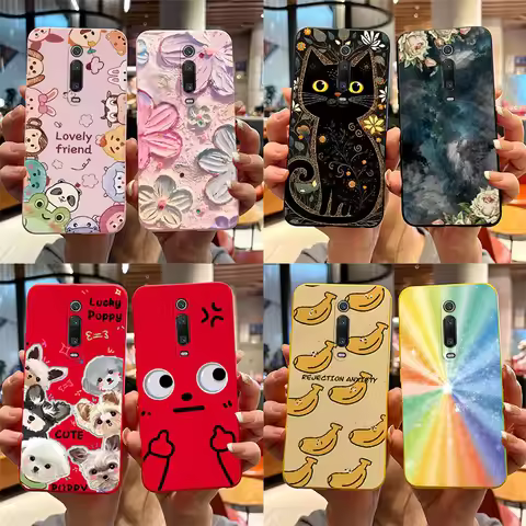 For Xiaomi Mi 9T Case Soft Silicone Cute Matte Cartoon Flower Cover For Xiaomi Redmi K20 Pro Mi 9t M