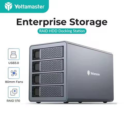 Yottamaster 4 Bay RAID Hard Drive Enclosure USB 3.0 to SATA3.0 HDD External Hard Drive Storage Suppo
