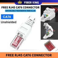 FIBER KING Free RJ45 CAT6 Connector Ethernet Plugs 23AWG to 26AWG Cable Internet Plug Toolless