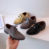 LY Boys Leather Shoes For Party Wedding Shows Catwalk Cool Lace-Up Classic Kids Fashion Casual Shoe