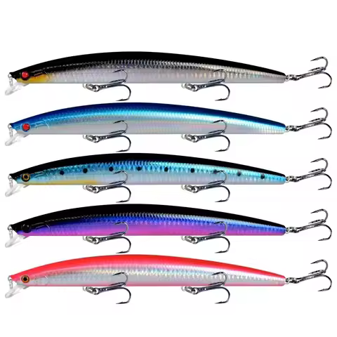 Big FLoating Minnow Sea Fishing Lures 18cm 24g 2# Hooks Ocean Boat Beach Fishing for Perch Tip Black