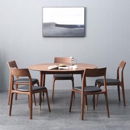 北歐原木家用圓餐桌椅組合小戶型簡約實木飯桌圓桌輕奢圓形洽談桌