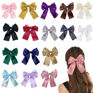 Korean Fabric Bow Hair Clip Women's Solid Color Simple Versatile Duckbill Clip Hair Accessories